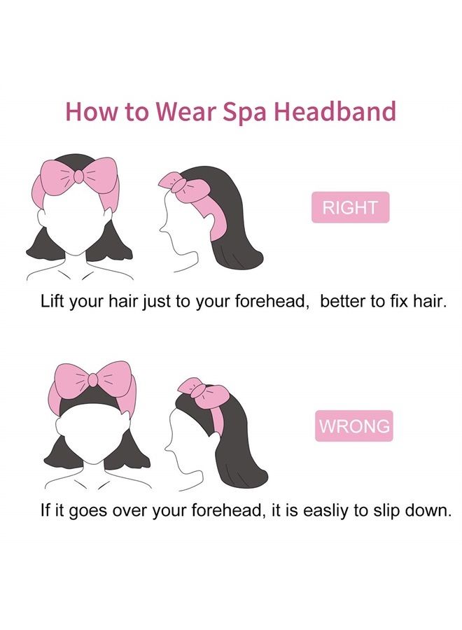 Ondder 8 Pack Spa Headbands Makeup Bow Face Wash Bowknot Headbands for Washing Face Solid Color Facial Headbands Fluffy Skincare Shower Spa Cosmetic Headband Bow Hair Band for Women Girls - Image 5