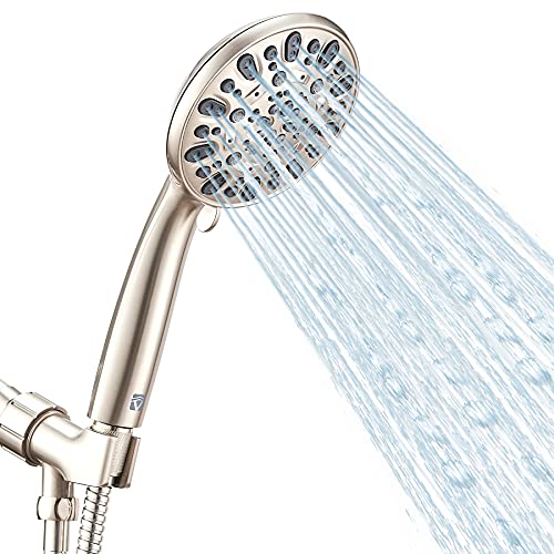 VMASSTONE High Pressure Handheld Shower Head VMASSTONE 7-Spray Setting Showerhead Kit with 59" Stainless Steel Hose and Adjustable Mount for Showering Enjoyment Even at Low Water Flow (HM-002 Brushed Nickel) - Image 1