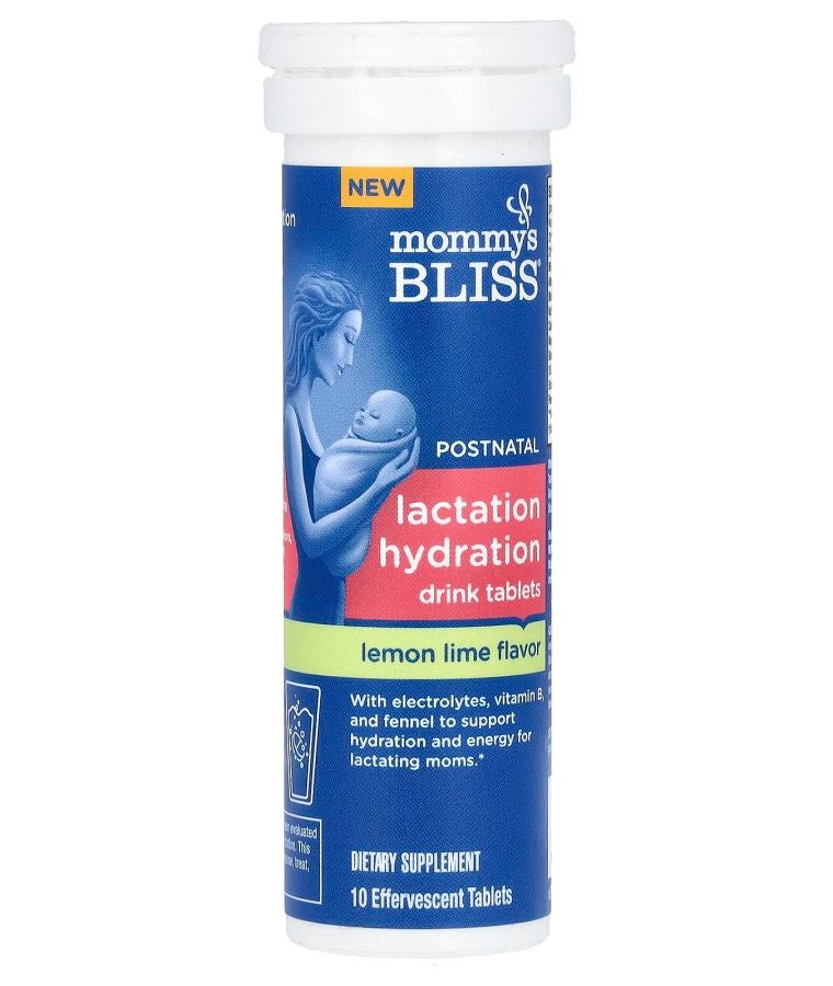 Mommy's Bliss Postnatal Lactation Hydration Drink Tablets Lemon Lime 10 Effervescent Tablets