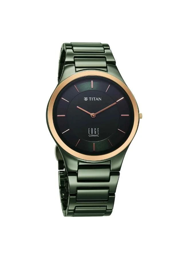 TITAN Men Analog Display Watch With Dark Green Ceramic Strap - 1696KC10