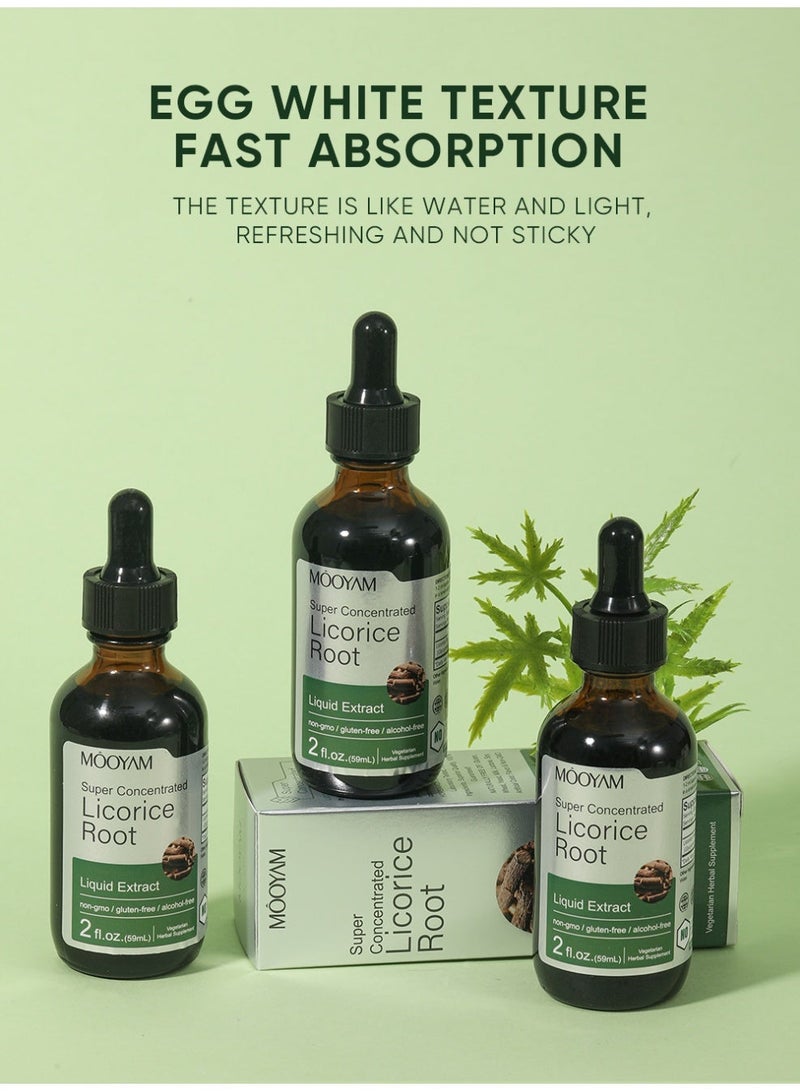 MOOYAM Super Concentrated Licorice Root Liquid Extract 59mL Alcohol Free Gluten Free Non gmo Vegetarian Herbal Supplement - Image 2