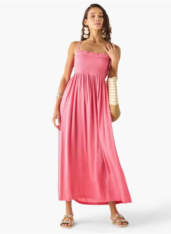 FAV Smocked Detail Sleeveless A-line Maxi Dress