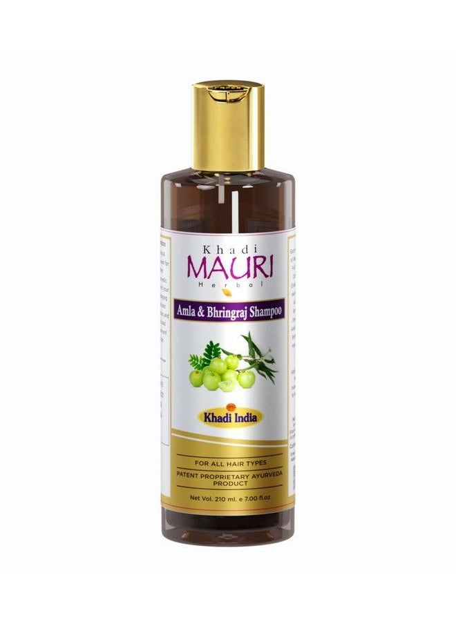 Khadi Mauri Herbal Amla And Bhringraj Herbal Shampoo Prevents Hairfall & Damage Strengthens Roots & Hair Follicles Enriched With Natural Ingredients 210 Ml  - Image 1