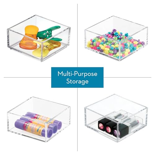 InterDesign iDesign Clarity Plastic Drawer Organizer, Storage Container for Kitchen Gadgets, Corks, Sticky-Notes, Clips in Pantry, Cabinets, Countertops, 4" x 4" x 2" - Clear,X-Small - Image 3