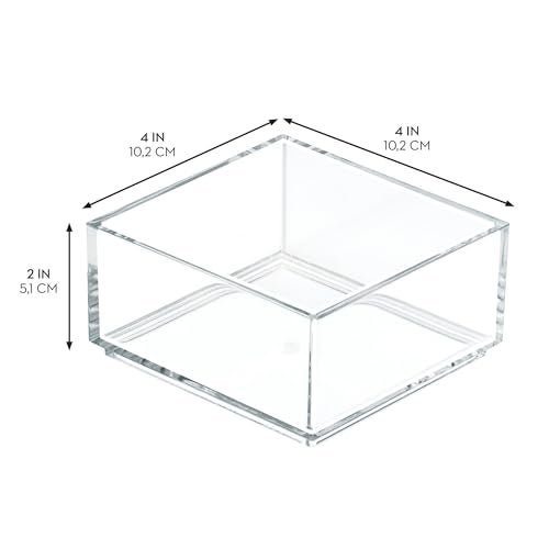 InterDesign iDesign Clarity Plastic Drawer Organizer, Storage Container for Kitchen Gadgets, Corks, Sticky-Notes, Clips in Pantry, Cabinets, Countertops, 4" x 4" x 2" - Clear,X-Small - Image 2