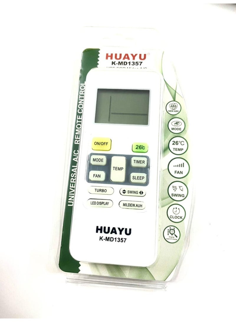 هوايو جهاز تحكم عن بعد عالمي لمكيف الهواء من ميديا، جهاز تحكم عن بعد لمكيف الهواء لجميع الموديلات R06/BGCE R06/BGE R51/E R51/CE R51M/CE R51D/E R51M/BGE RG52B/BGE RG52B/BGCE R11CG/E R11HG-E R11HG/E R09C/BG - Image 1