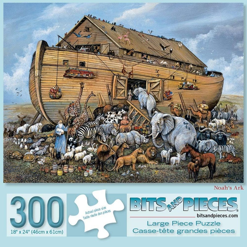 Bits and Pieces 300 Piece Jigsaw Puzzle - Noah's Ark by Ruane Manning, 18" x 24" - Image 1