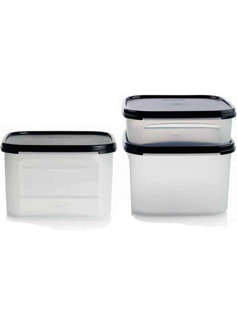 Tupperware Modular Storage Container Set of 3 Black 