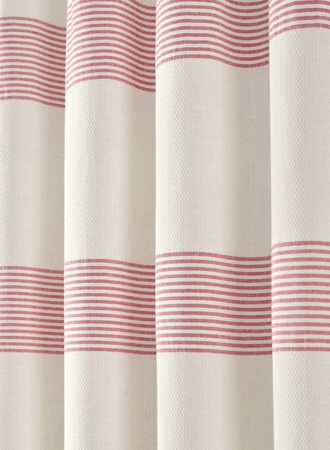 Lush Decor Tucker Stripe Yarn Dyed Cotton Knotted Tassel Shower Curtain, 72" x 72", White & Red - Image 3