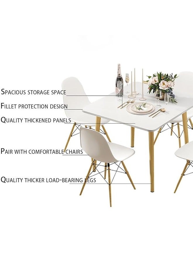 Taimi 5-Piece Dining Set,Modern Square Dining Table with 4 Elegant Chairs | Solid White Wood Table 80x80x73cm with 4 White Plastic Chairs and Wooden Legs - Image 4