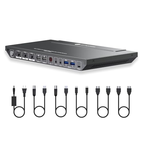 v AV Access AV Access KVM Switch Dock for a Laptop and 2 Desktop PCs, Dual 4K Monitor USB C Docking Station, Type-C 65W Charging for Laptop, Ethernet, EDID, Hotkey Switch, HDMI, 4K@60Hz, 1080P@240Hz, USB 3.0 - Image 1