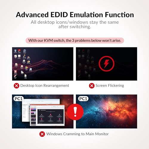 v AV Access AV Access KVM Switch Dock for a Laptop and 2 Desktop PCs, Dual 4K Monitor USB C Docking Station, Type-C 65W Charging for Laptop, Ethernet, EDID, Hotkey Switch, HDMI, 4K@60Hz, 1080P@240Hz, USB 3.0 - Image 5
