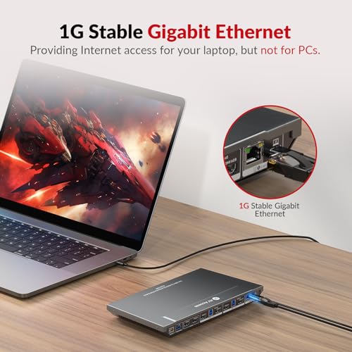 v AV Access AV Access KVM Switch Dock for a Laptop and 2 Desktop PCs, Dual 4K Monitor USB C Docking Station, Type-C 65W Charging for Laptop, Ethernet, EDID, Hotkey Switch, HDMI, 4K@60Hz, 1080P@240Hz, USB 3.0 - Image 4