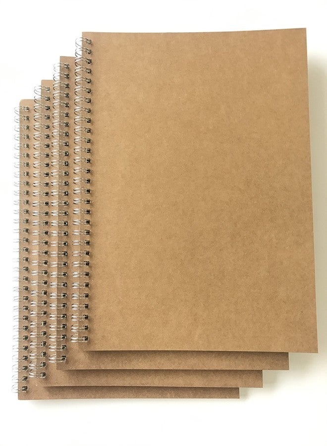 VEEPPO 4 Pack B5 Dot Grid Spiral Notebooks and Journals Bulk 7.6 x 10.4inch Kraft Cardboard Cover Thick 5mm Dotted White Paper (B5-4 Pack 5mm Dot Grid) - Image 1