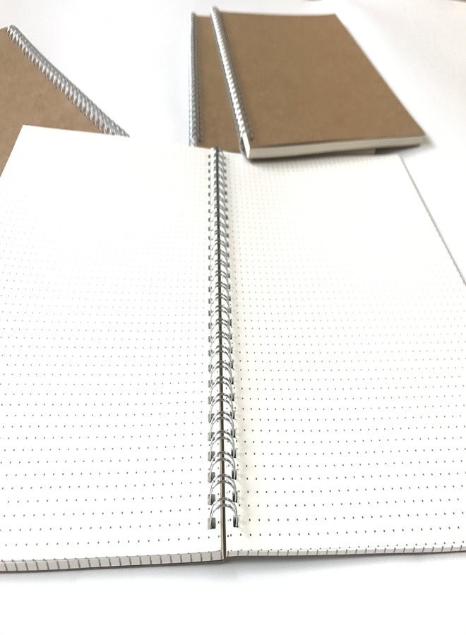 VEEPPO 4 Pack B5 Dot Grid Spiral Notebooks and Journals Bulk 7.6 x 10.4inch Kraft Cardboard Cover Thick 5mm Dotted White Paper (B5-4 Pack 5mm Dot Grid) - Image 5