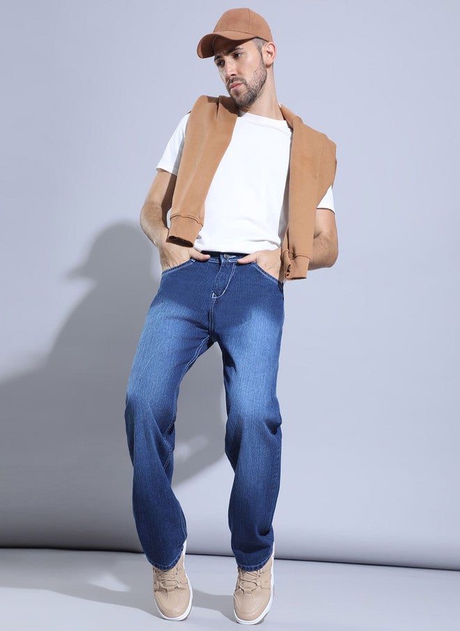 Hence Men Loose Mid-Rise Mildly Distressed Heavy Fade Jeans - Image 5