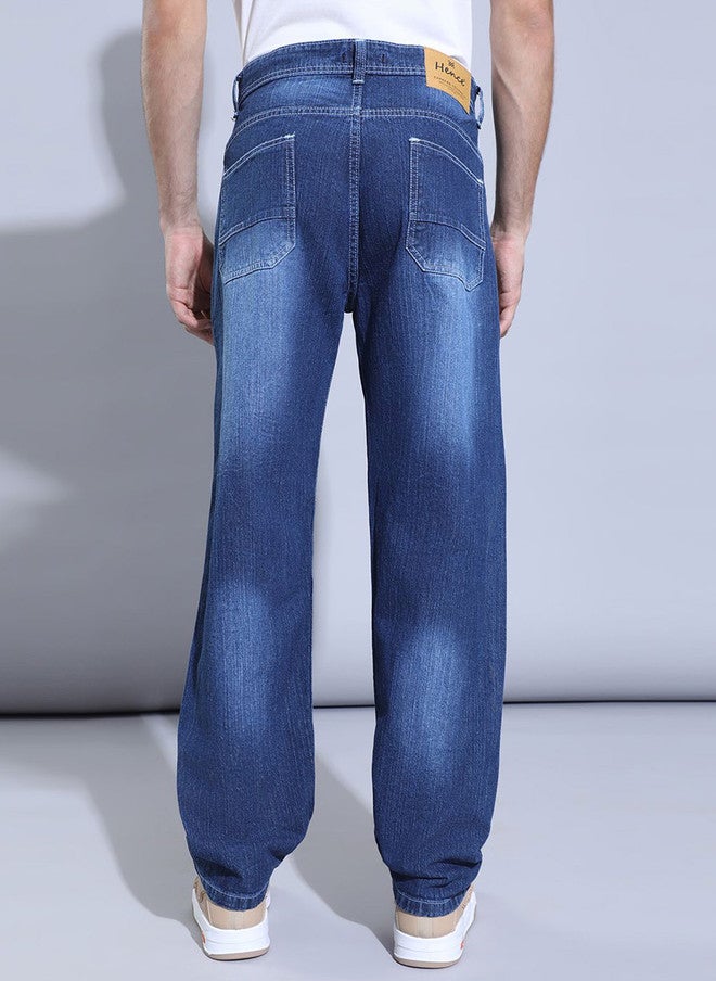 Hence Men Loose Mid-Rise Mildly Distressed Heavy Fade Jeans - Image 4