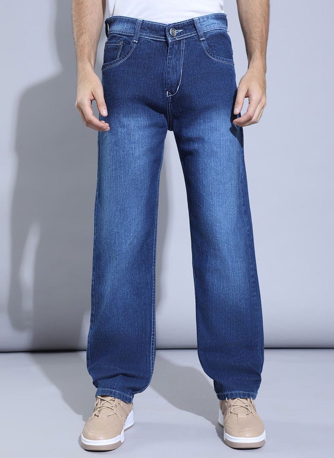 Hence Men Loose Mid-Rise Mildly Distressed Heavy Fade Jeans - Image 1