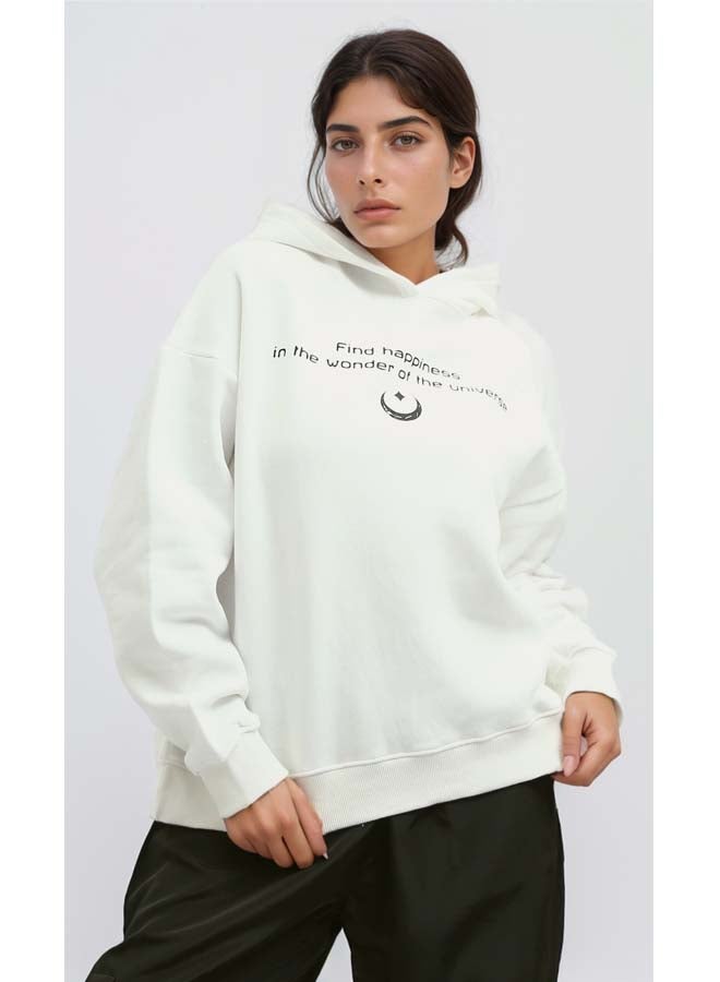 RAVIN Slip On Printed White Casual Hoodie  - Image 1