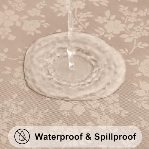Smiry Rectangle Table Cloth Waterproof Heavy Duty Vinyl Tablecloths Wipeable Washable Table Cover for Kitchen and Dining Room Khaki 60 X 84 - Image 3