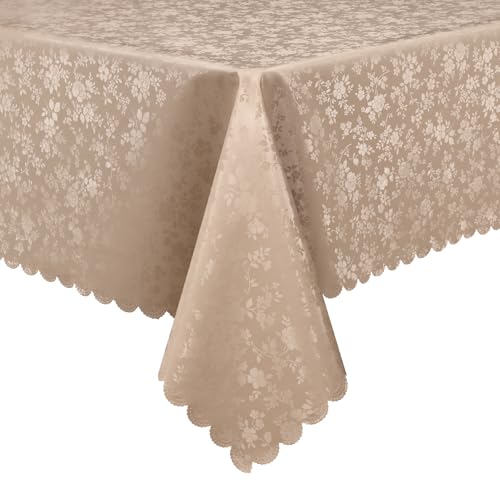 Smiry Rectangle Table Cloth Waterproof Heavy Duty Vinyl Tablecloths Wipeable Washable Table Cover for Kitchen and Dining Room Khaki 60 X 84 - Image 1