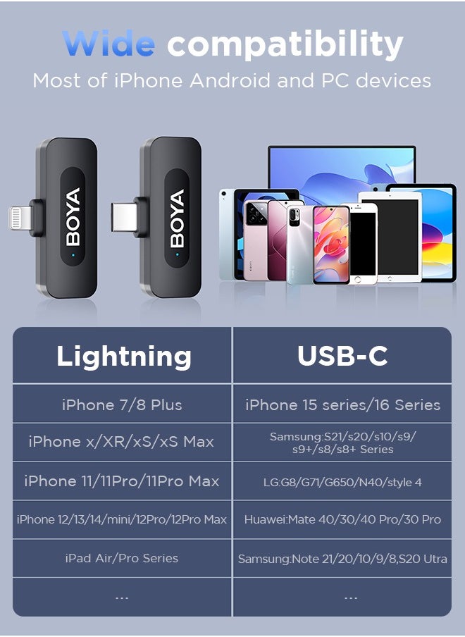 BOYA - (New)BOYA BY-V3 combo Wireless Mirophone General Lavalier Mirophone for iPhone Android Smartphones Action DSLR Camera with 30h Charging for Recording Interview Vlog - Image 1