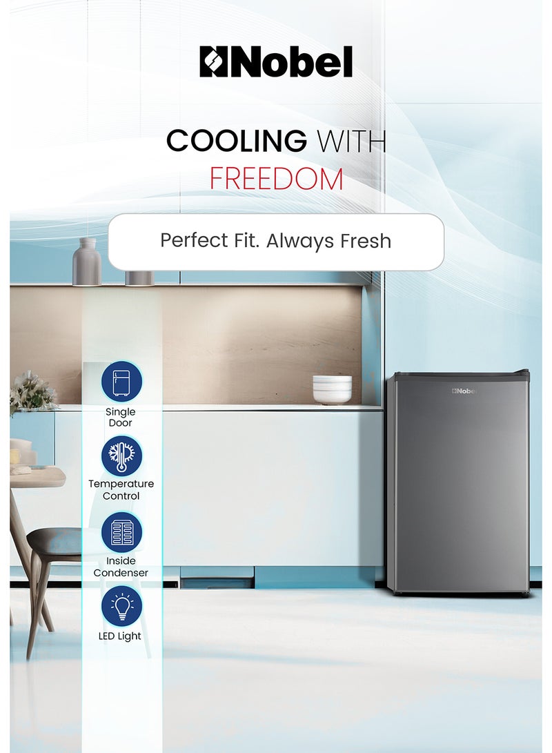 NOBEL 140L Gross Capacity Single Door Defrost Refrigerator, Energy Efficient, Manual Temperature Control, R600a Refrigerant, LED Light, Dark Silver - NR150S 171.55 kW NR150S Dark silver - Image 5