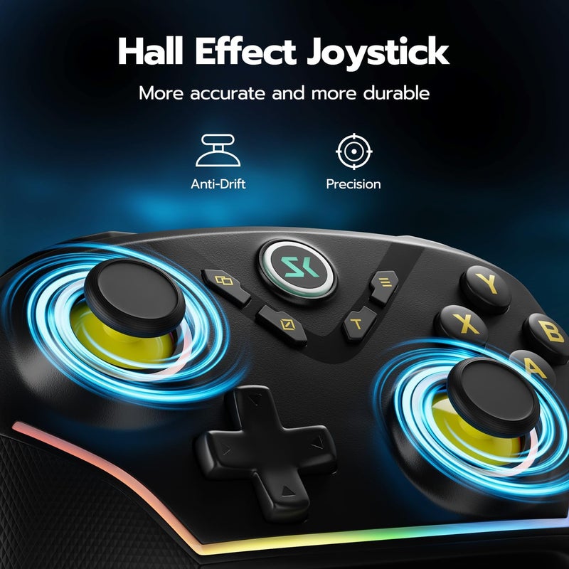 ISHAKO Wireless PC Controller, Hall Effect Joysticks & Triggers No Stick Drift Gamepad, 1000Hz Polling Rate, 4 Macro Back Buttons, Compatible with Windows 10/11, Steam Deck, Tesla, Switch- Black - Image 2