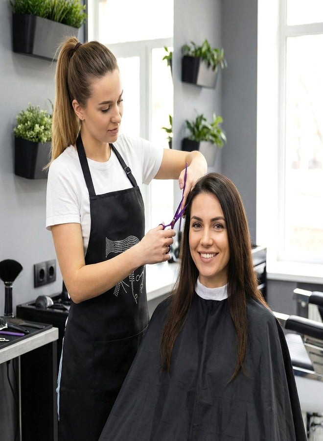 مريلة تصفيف شعر من XLIUAX، مريلة قص شعر مزودة بأدوات مرصعة بأحجار الراين، مريلة قابلة للتعديل لتصفيف الشعر مزودة بجيبين لمصففي الشعر والحلاقين - Image 4