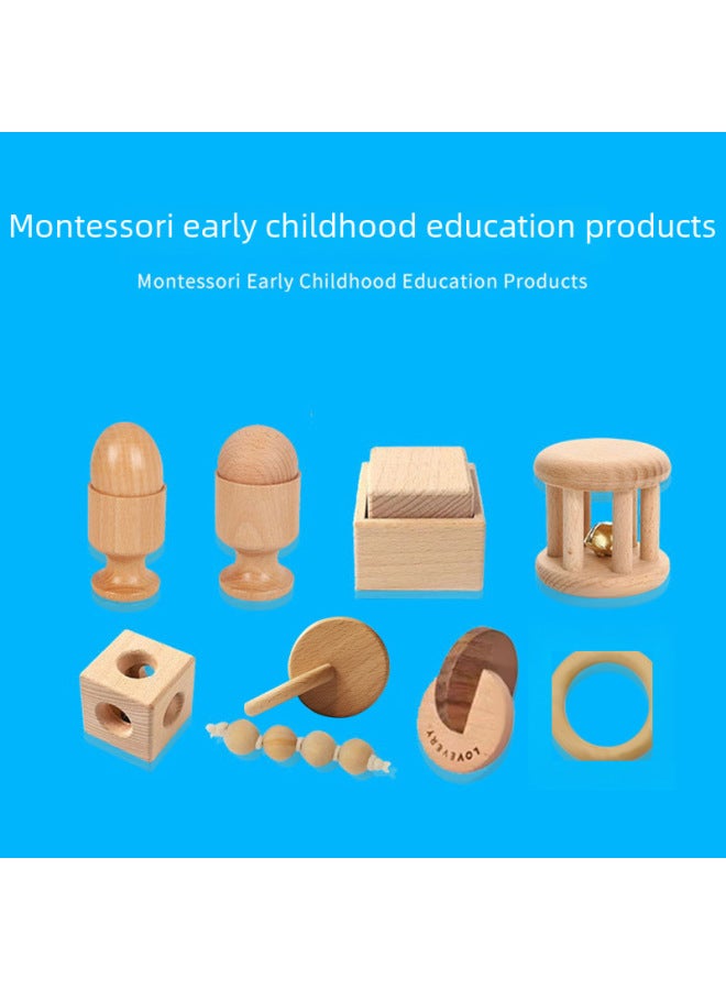 Montessori Teaching Aids Bead Ring Egg Cup Toy Jujube Wood Hand Eye Coordination Sensory Two Circle Linked Bead Ring Set-Color:Two Round Interlocking Beech Wood Fixed  - Image 2