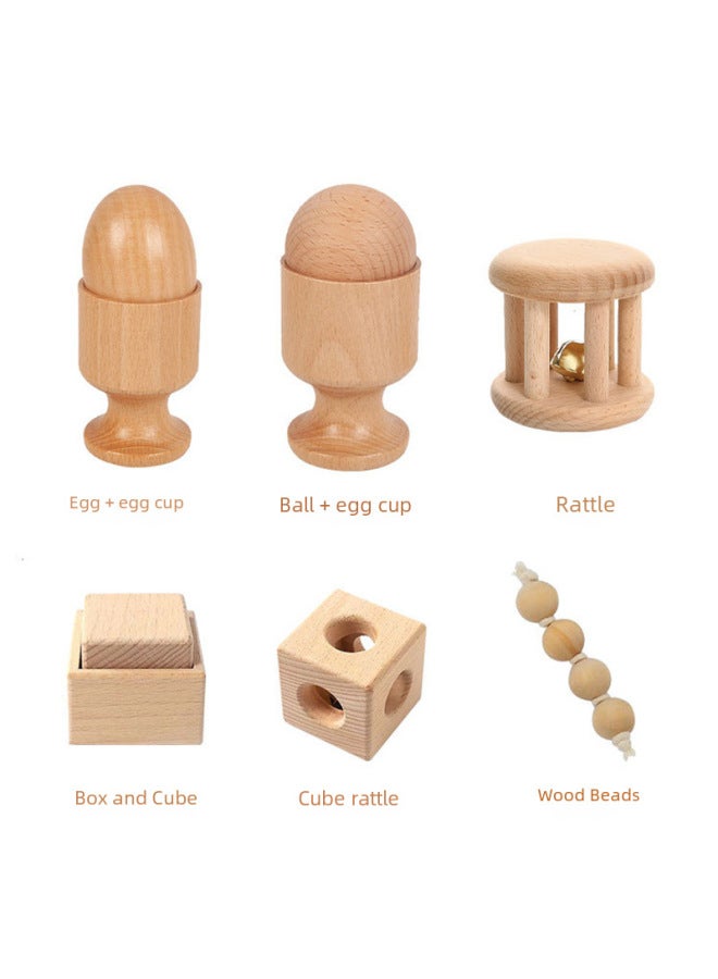 Montessori Teaching Aids Bead Ring Egg Cup Toy Jujube Wood Hand Eye Coordination Sensory Two Circle Linked Bead Ring Set-Color:Two Round Interlocking Beech Wood Fixed  - Image 3