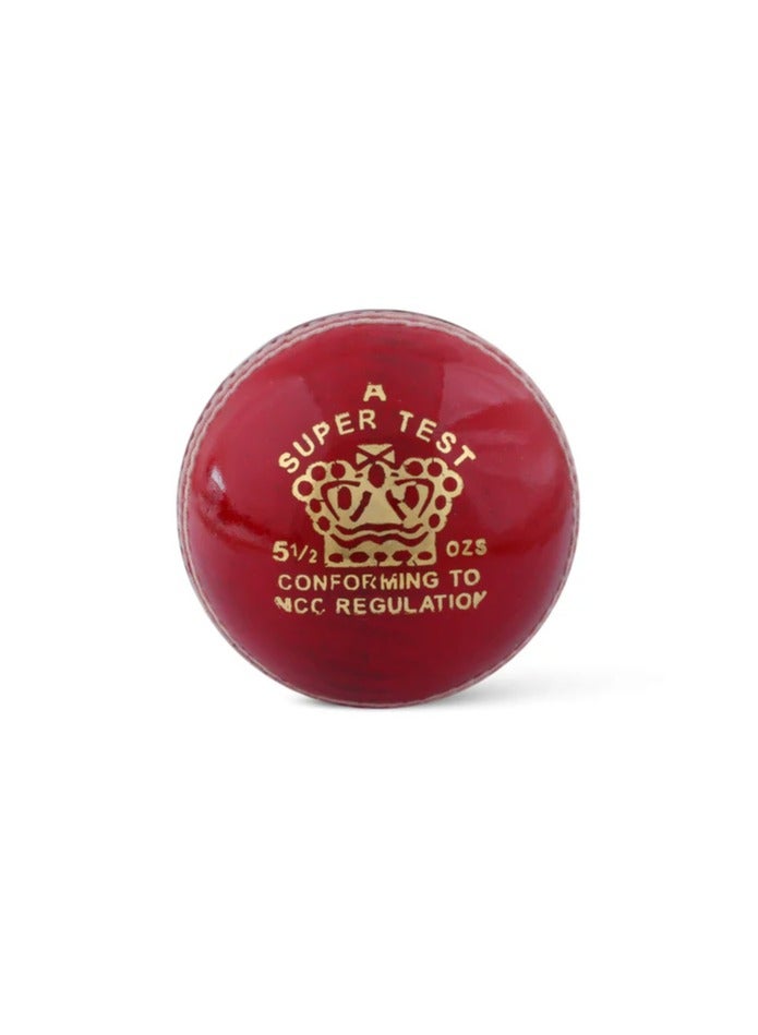 CA Super Test Red Cricket Leather Ball, Hand Stitched(more than 80 stitches), Portugese and New Zealand Cork - Image 1