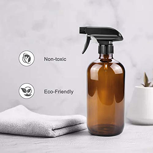Worldgsb Glass Spray Bottles, 16oz Amber Glass Spray Bottles with Labels & Adjustable Nozzle, Reusable Containers for Cleaning, BBQ, Food, Plants, Alcohol, Essential Oils(3 Pack) - Image 5