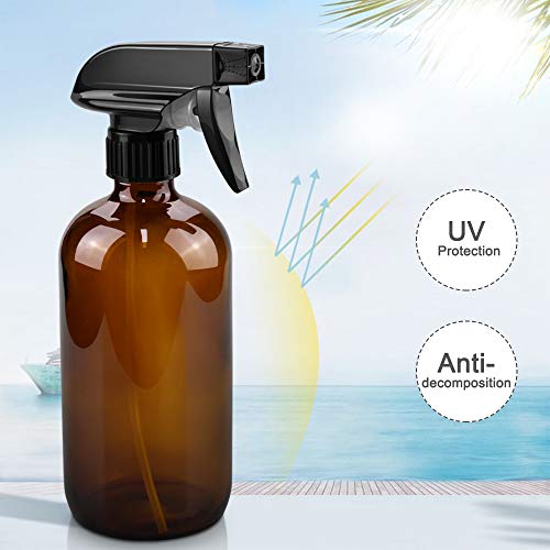 Worldgsb Glass Spray Bottles, 16oz Amber Glass Spray Bottles with Labels & Adjustable Nozzle, Reusable Containers for Cleaning, BBQ, Food, Plants, Alcohol, Essential Oils(3 Pack) - Image 3