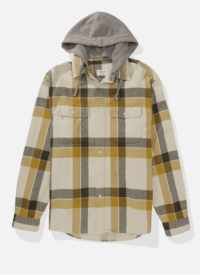 American Eagle Checked Hooded Shirt  - Image 4