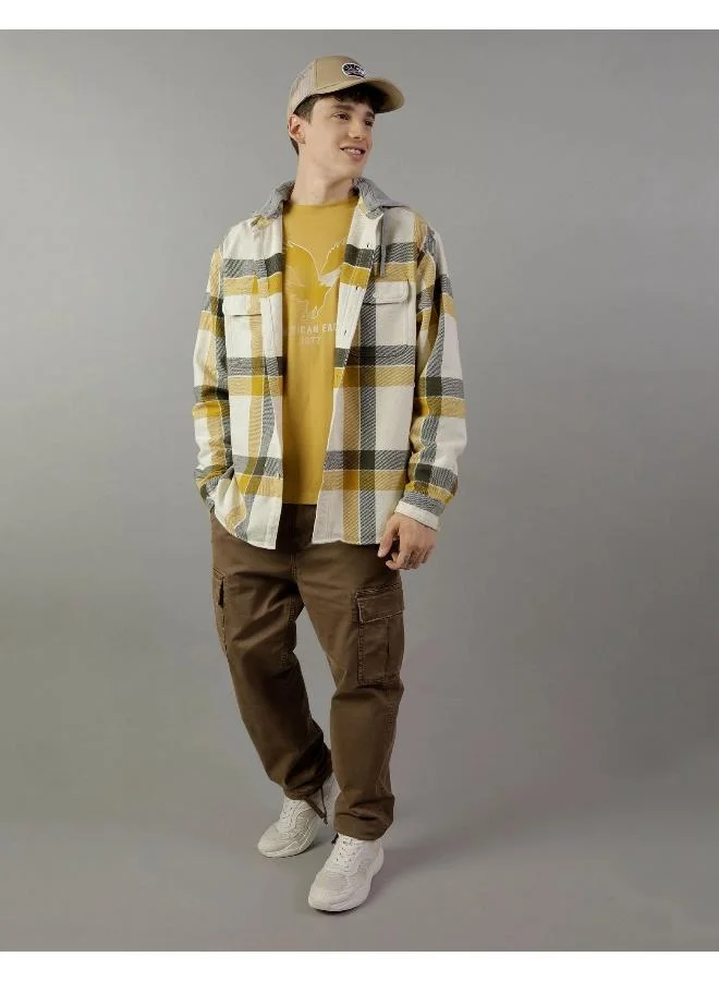 American Eagle Checked Hooded Shirt