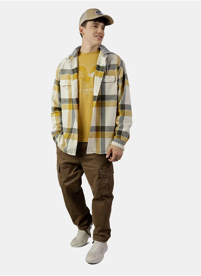 امريكان ايجل Checked Hooded Shirt