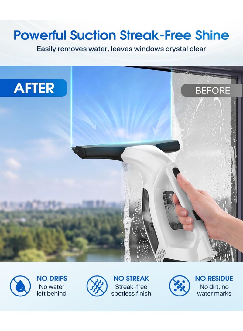 Manopola Window Vacuum Squeegee Cordless, 3-in-1 Electric Window Cleaner Tool with Spray & Microfiber Pad, Streak-Free 2200Pa Suction for Glass, Shower Doors, Mirrors, Tiles and Car Windows - Image 3