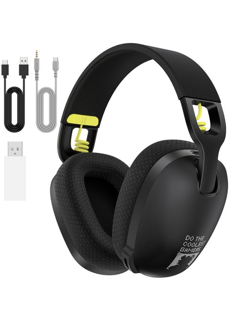 B2 Wireless Gaming Headset with Mic,Over-Ear Gaming Headphone for PS4, PS5, PC, Switch, Mac,2.4GHz Bluetooth 5.3 Gaming Headphones with Noise Cancelling Mic,Black