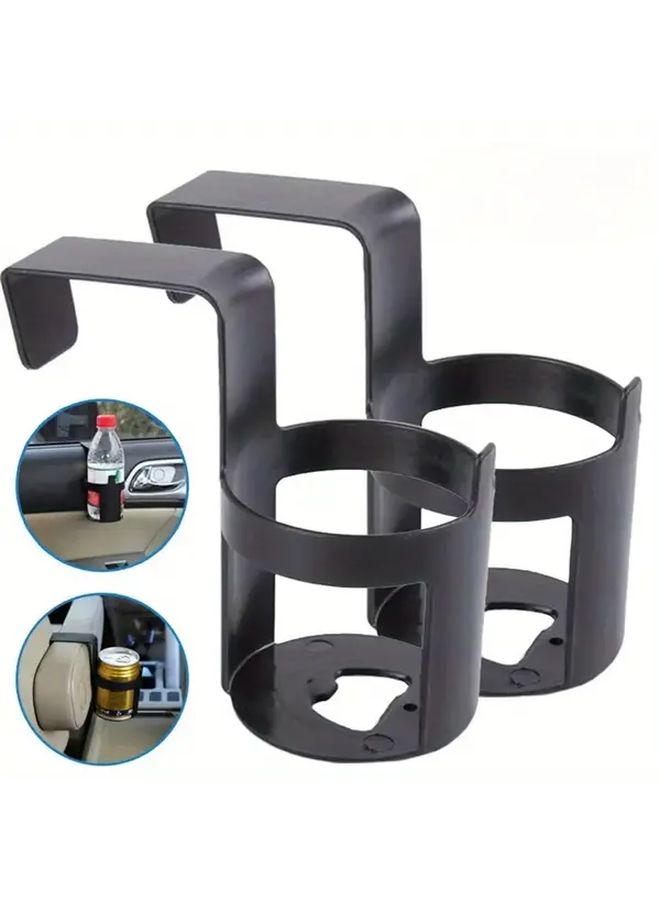 Black Car Cup Holder Portable Door Hanging Drink Rack Interior Storage Box - Image 1