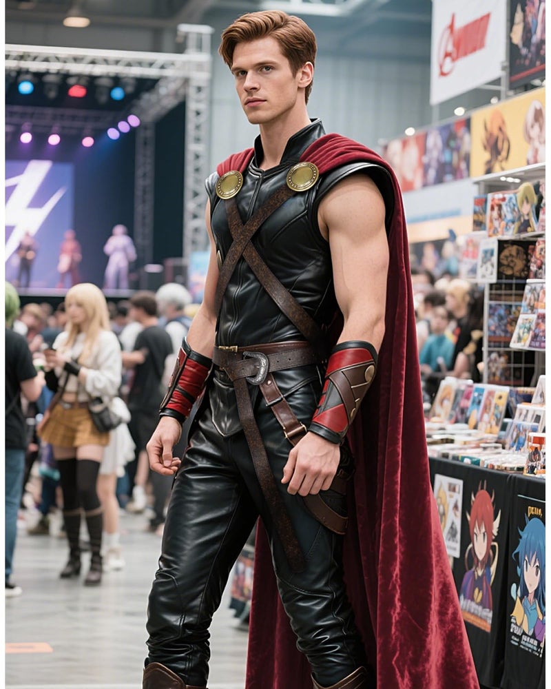L'VOW Thunder God Cloak Medieval King Cape for Men Women Halloween Thor Cosplay, Renaissance LARP Costume(Burgundy) - Image 4