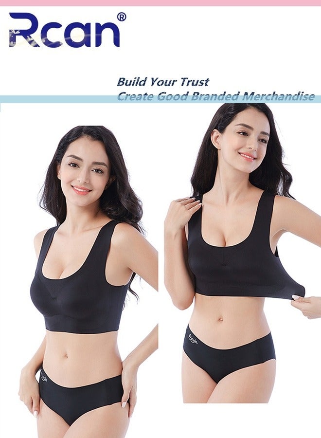 Rcan Women's Seamless Bra One Piece Crew Neck Wireless Underwear Lightweight Full Coverage Sports Everyday Bra with Removable Chest Pads for Home Exercise Sleep Yoga  - Image 1
