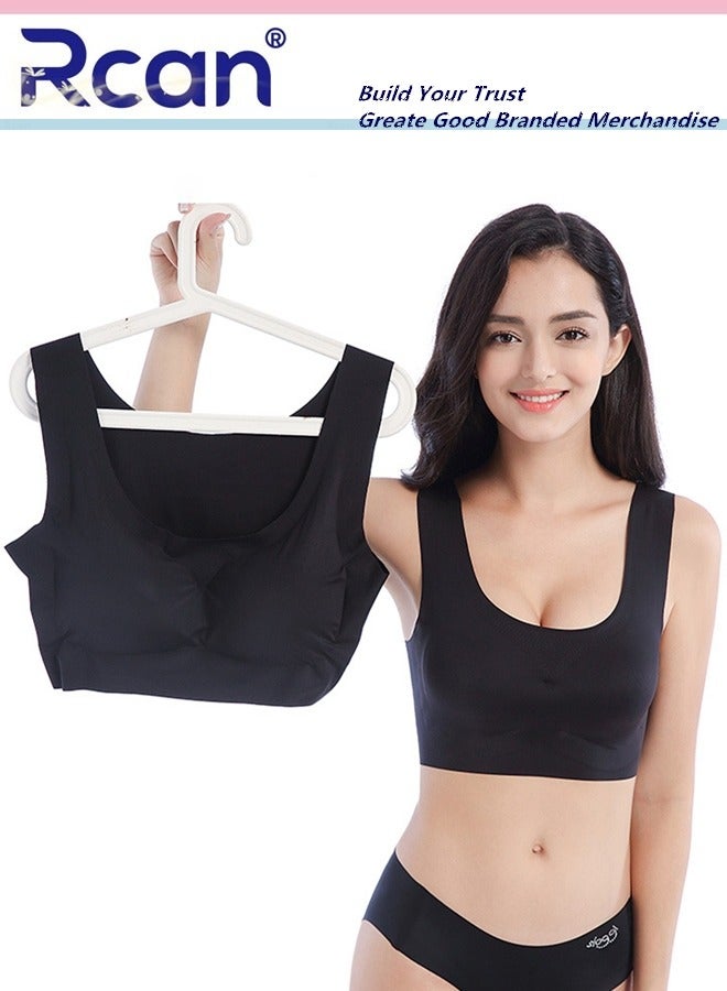 Rcan Women's Seamless Bra One Piece Crew Neck Wireless Underwear Lightweight Full Coverage Sports Everyday Bra with Removable Chest Pads for Home Exercise Sleep Yoga  - Image 3