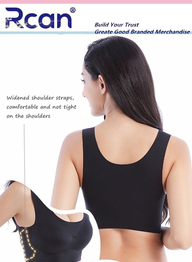 Rcan Women's Seamless Bra One Piece Crew Neck Wireless Underwear Lightweight Full Coverage Sports Everyday Bra with Removable Chest Pads for Home Exercise Sleep Yoga  - Image 5