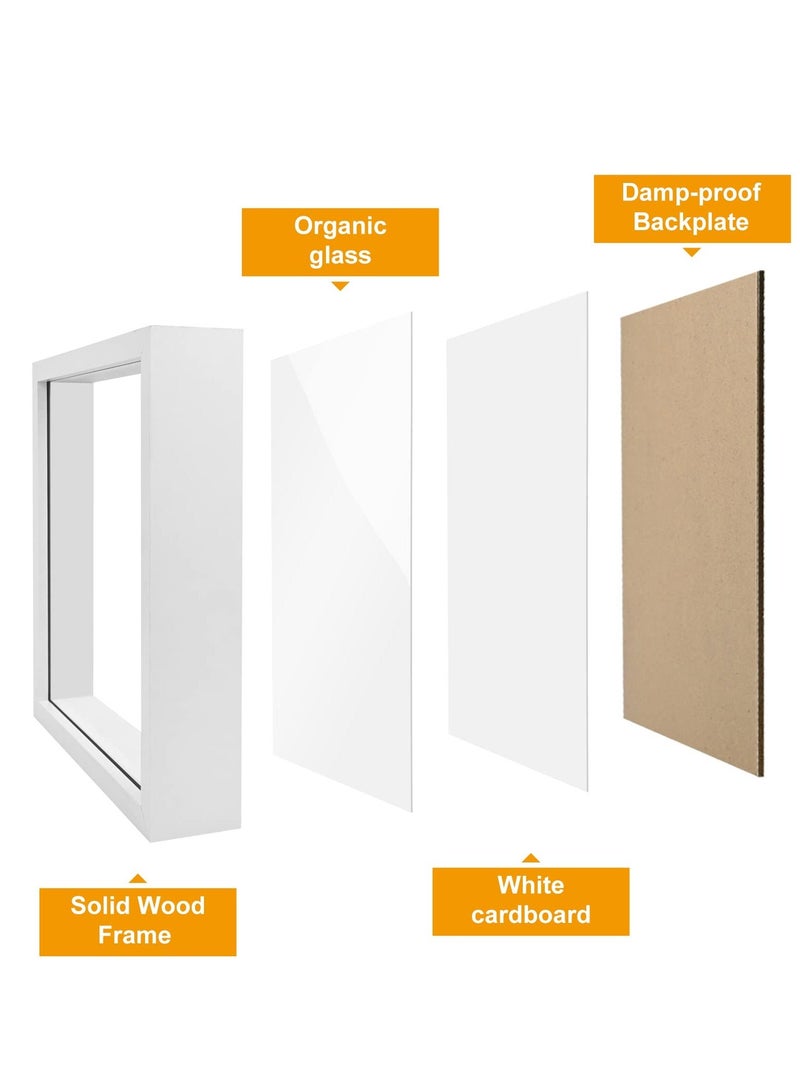 3D Picture Frame  for Filling, Pack of 2 Deep 3D Object Frame 20x20 cm, Picture Box Wood, Deep Frame Wooden Shadow Box Frame for Baby Wedding Favours Photos Flowers Tickets White Square - Image 5