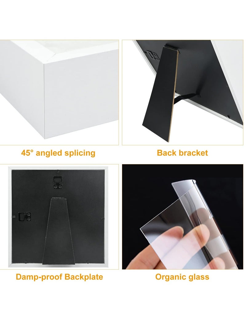 3D Picture Frame  for Filling, Pack of 2 Deep 3D Object Frame 20x20 cm, Picture Box Wood, Deep Frame Wooden Shadow Box Frame for Baby Wedding Favours Photos Flowers Tickets White Square - Image 4