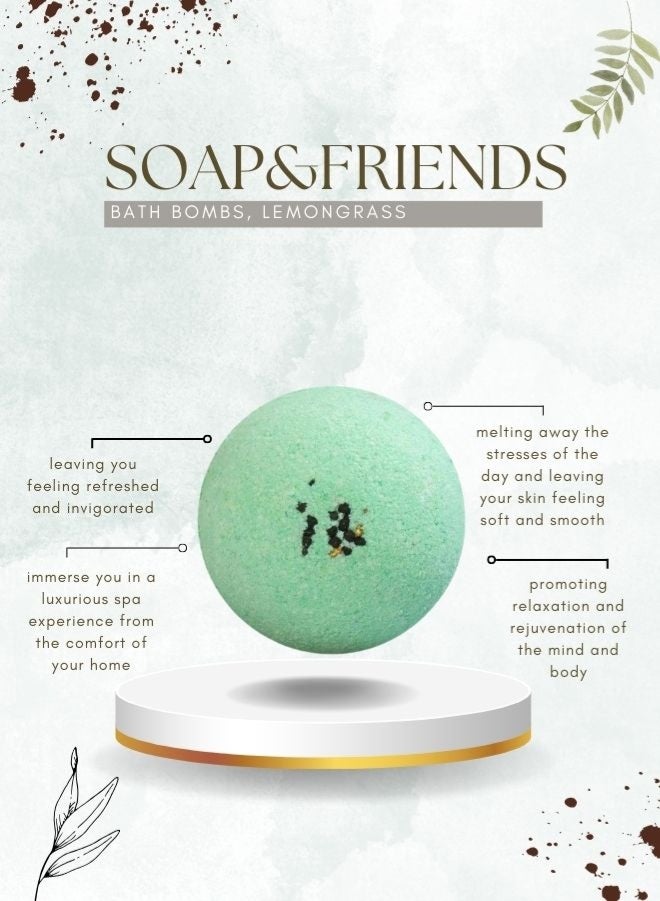 Soap&Friends Natural Bath Bomb Gift Set – Argan, Lemongrass, Melon, Cherry & Lavender – Fizzy Aromatherapy Bath Balls for Relaxation & Skin Nourishment - Image 3