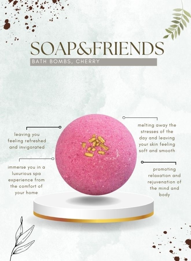 Soap&Friends Natural Bath Bomb Gift Set – Argan, Lemongrass, Melon, Cherry & Lavender – Fizzy Aromatherapy Bath Balls for Relaxation & Skin Nourishment - Image 5