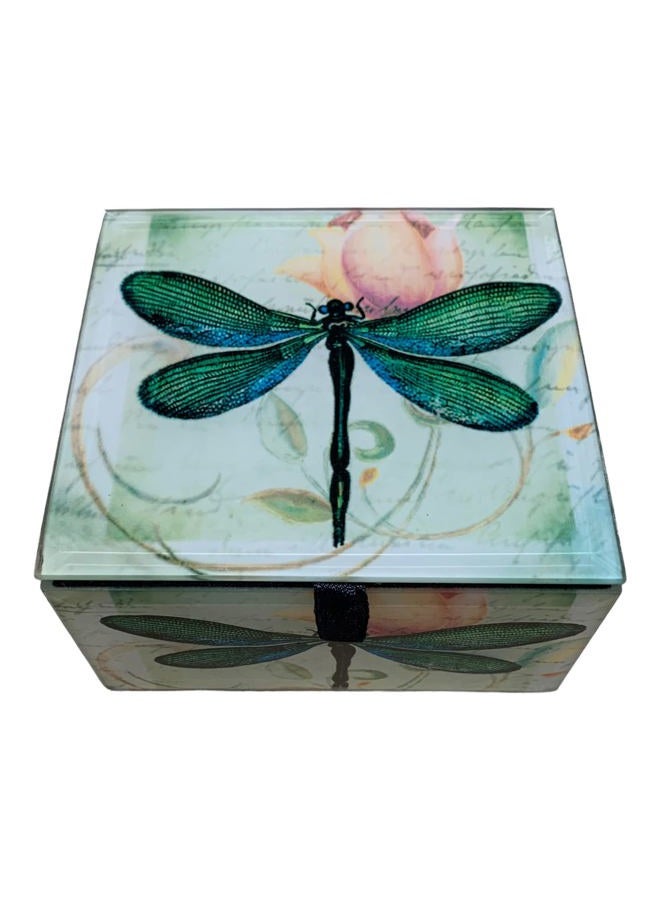 Value Arts Green Dragonfly Glass Jewelry Keepsake Box - Image 1