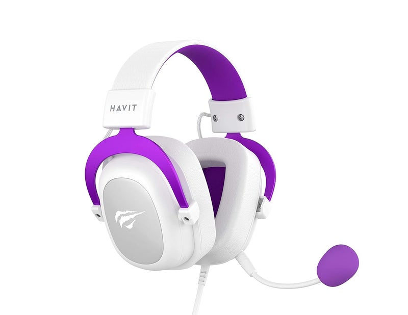 havit سماعة الألعاب HV-H2002d بنفسجي مع ميكروفون، مكبر صوت 53 مم، قابس 3.5 مم: متوافقة مع Xbox ONE و PS4، HV-H2002d بنفسجي وأبيض - Image 4